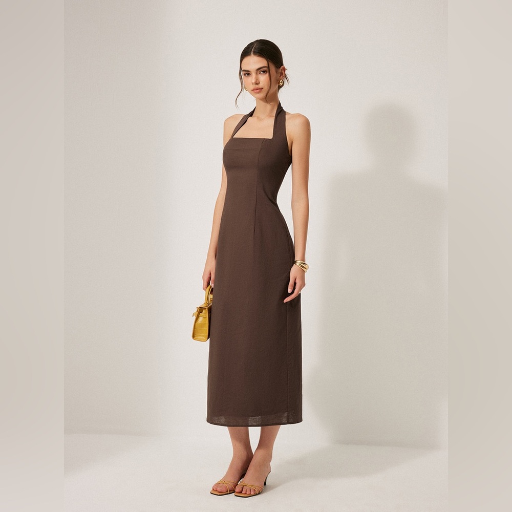 Commense Cotton & Linen Halter Backless Split Dress - Picture 5 of 5